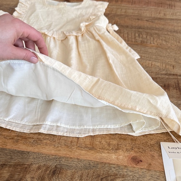Cream Ruffle Kids Dress - Picture 2 of 4